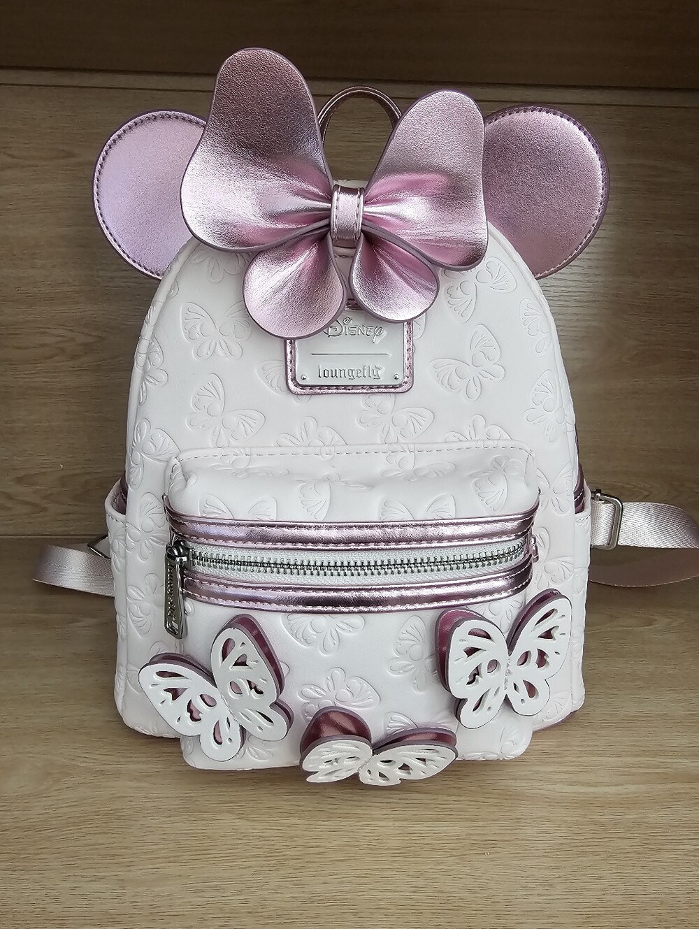 Loungefly Pink & Metallic Minnie Bow Butterfly Small Backpack